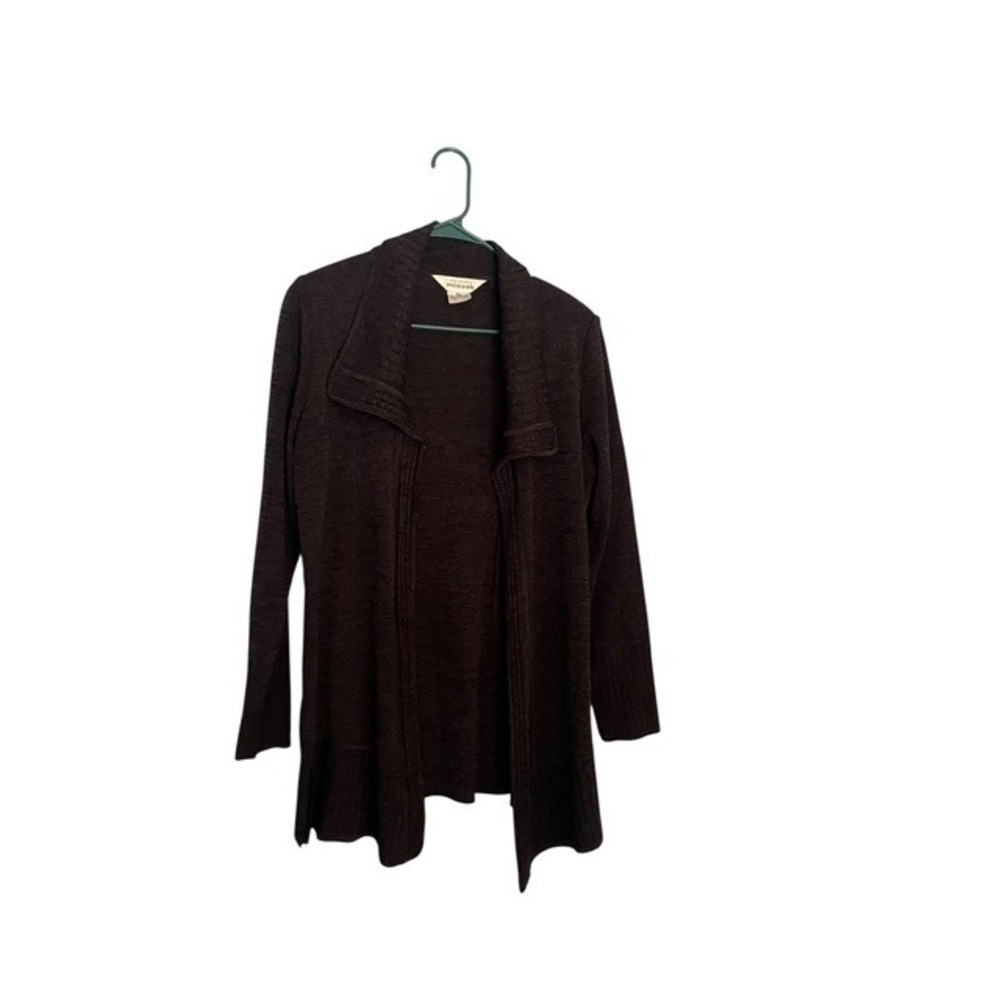 Exclusively Misook XS Black Open Front Knit Cardigan Sweater